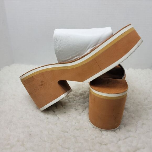 Clergerie Paris Clem Women's Platform Sandals Size 7.5 White Leather OpenToe - Picture 5 of 10